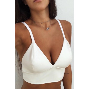 Sexy Leather Crop Top Womens Summer Black White Bralette Brassier Tops Backless Camisole Spaghetti Strap V Neck 